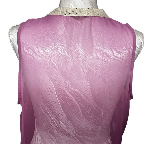 Sheer Ombre Shirt Sz L Gathered Layered Polka Dot Lace Back Blouse Fairy Grunge - Picture 6 of 14